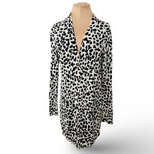 Diane Von Furstenberg Animal Print Cardigan Cozy Lux Cotton Silk Knit Medium